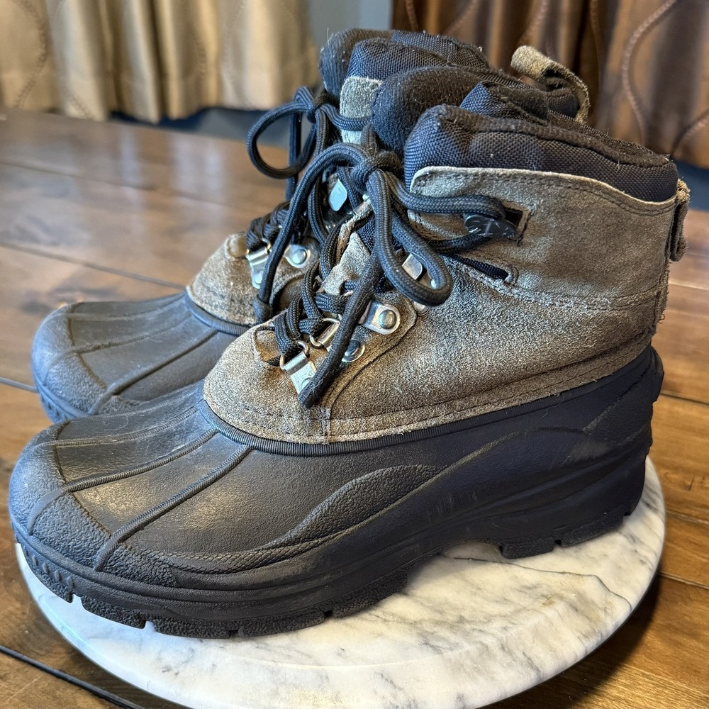 Insulated‎ Winter Boots Women Sz 7 OLD MILL Suede Leather Black Green THERMOLITE
